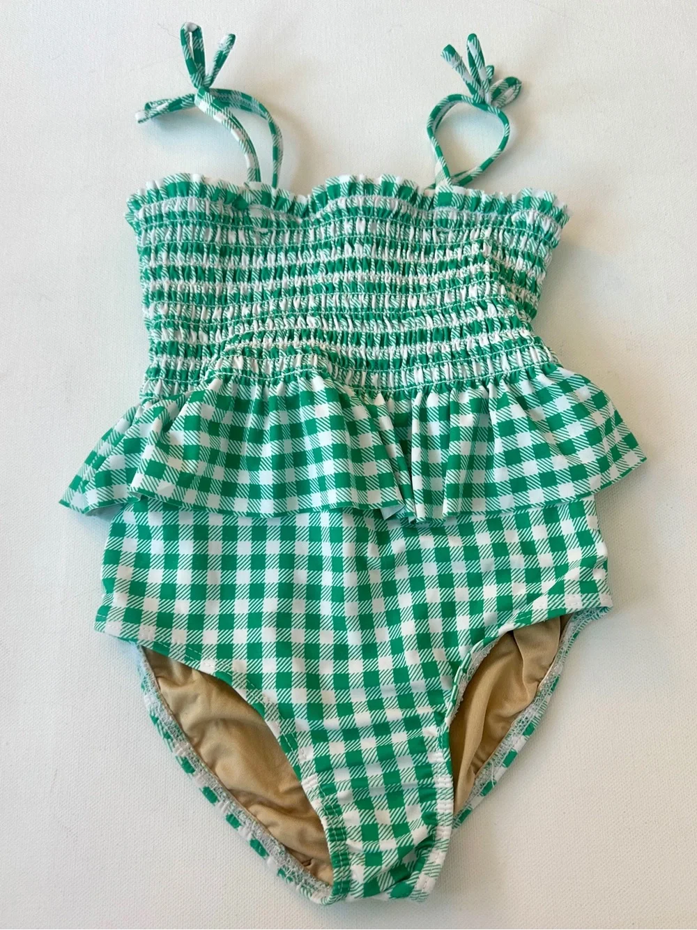 Old Navy girls' gingham one-piece swimsuit.  smocked bodice.  Size 4T.